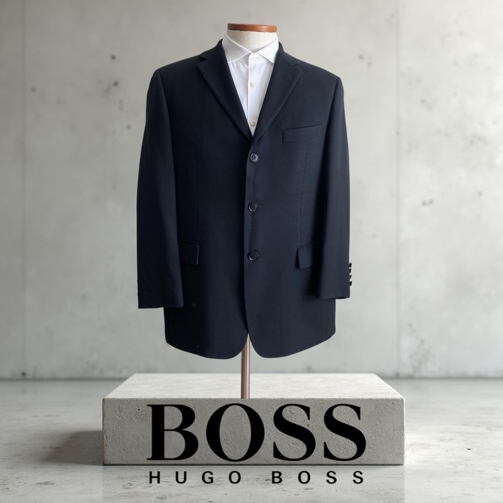 Hugo Boss Men’s Wool Black Blazer Sport Coat Suit Jacket Wedding Business 40S